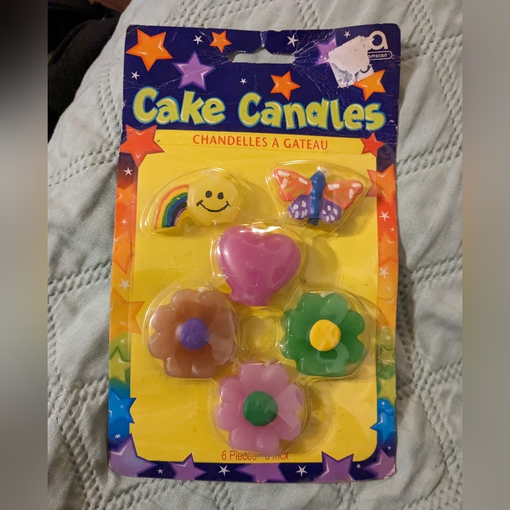 Vintage Party cake toppers cake candles, rainbow flower Power butterfly heart